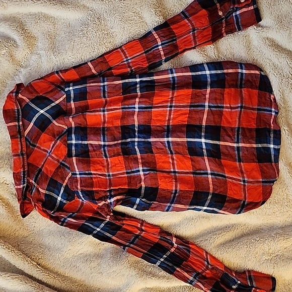 Aeropostale SM Red/Black Plaid Button Down Flannel Shirt - Picture 9 of 12
